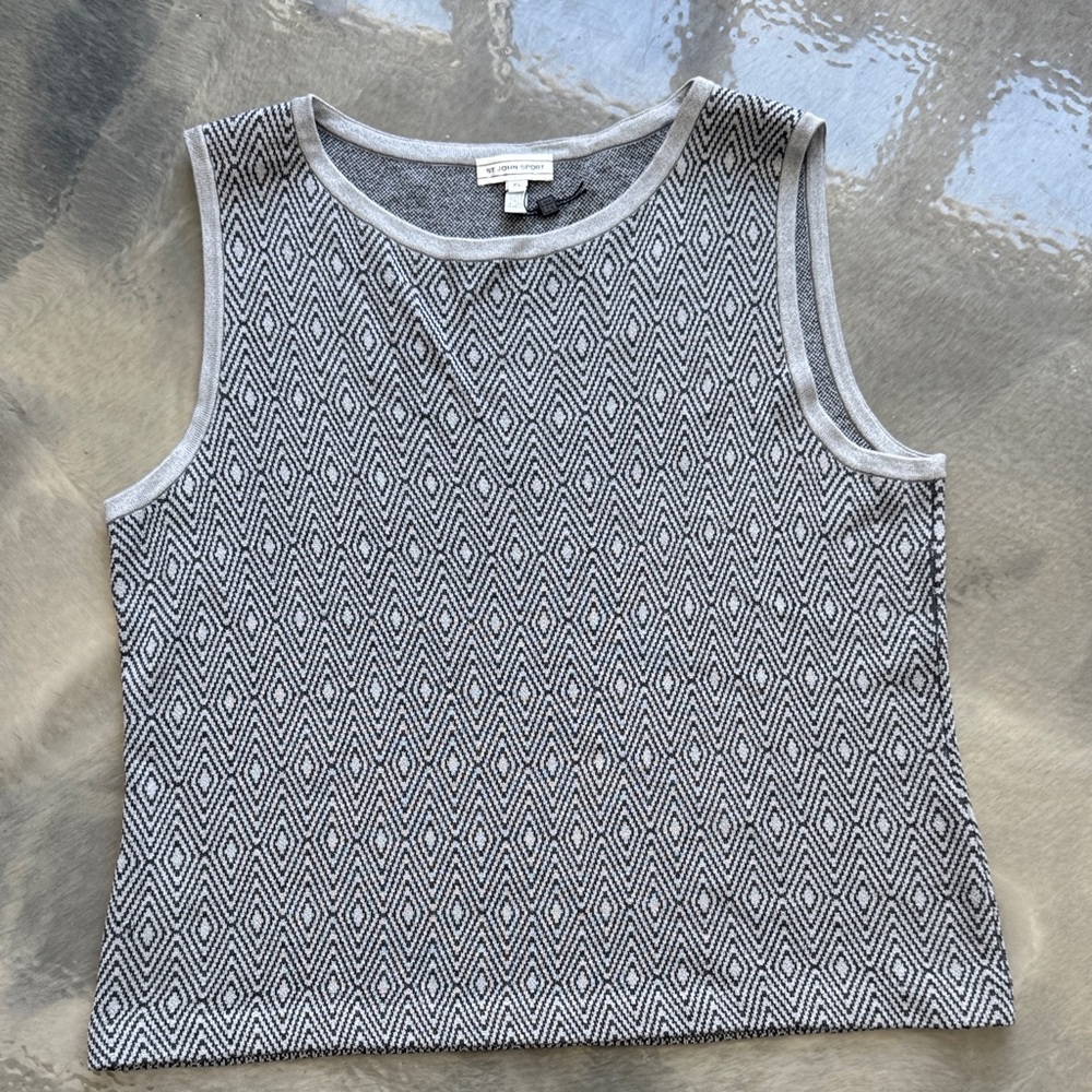St. John Monochrome Diamond Pattern Tank Top